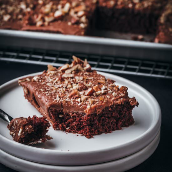 Chocolate Sheet Cake - Recipe photo by cookingwithwineblog