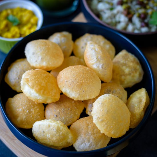 Puffed Crispy Puri for Pani Puri - Recipe photo by Herbivore Cucina