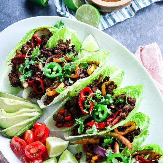 Ground Beef Fajita Lettuce Cups - Recipe photo by tippsinthekitch