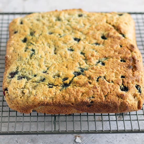 Pear and blueberry semolina cake - Recipe photo by Mandy Sneaky Veg