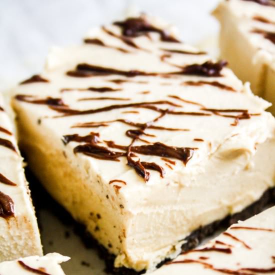 No Bake Peanut Butter Cheesecake - Recipe photo by The Desserted Girl