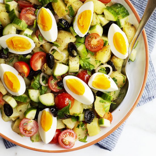 Greek Potato Salad - Recipe photo by PinchandSwirl