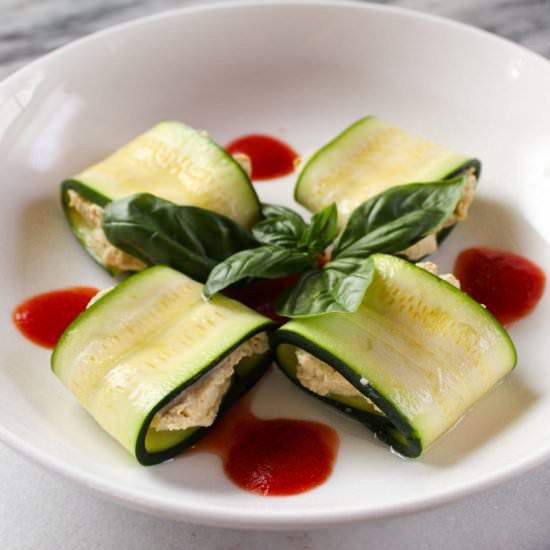 Zucchini Roll-ups with Tofu Ricotta - Recipe photo by vegancabinlife