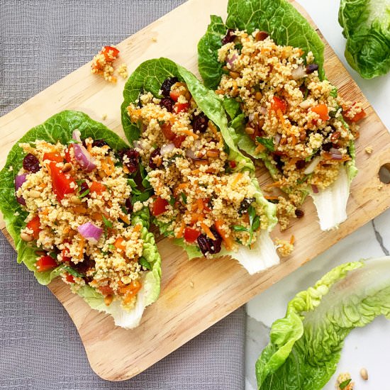 Maftoul Salad (Couscous Salad) - Recipe photo by Plant Based Folk