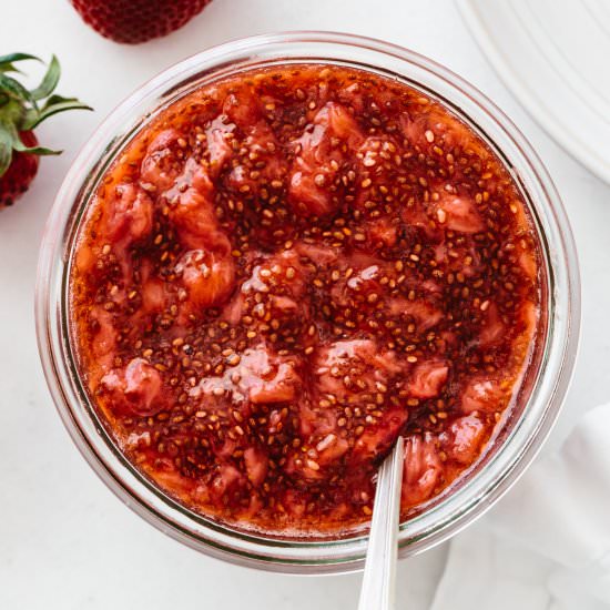 Healthy Chia Seed Jam - Recipe photo by Downshiftology