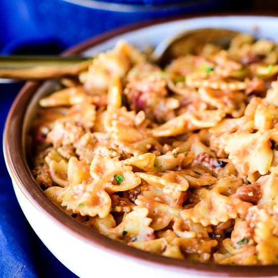 Farfalle a la Vodka with Chicken - Recipe photo by dudethatcookz
