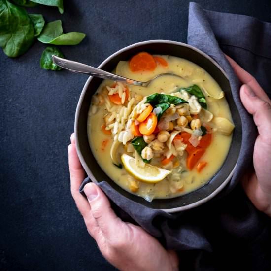 Lemon Artichoke Orzo Soup - Recipe photo by wyldflour