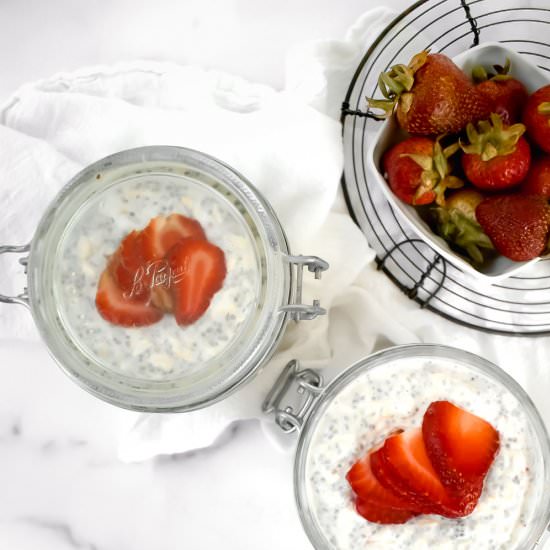 Strawberry Cheesecake Overnight Oat - Recipe photo by Sarah Gold Nutrition