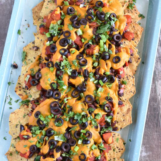 Sheet Pan Vegan Nachos - Recipe photo by Watch Learn Eat