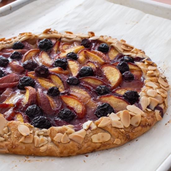 Peach and Blueberry Almond Galette - Recipe photo by For the Love of Cooking