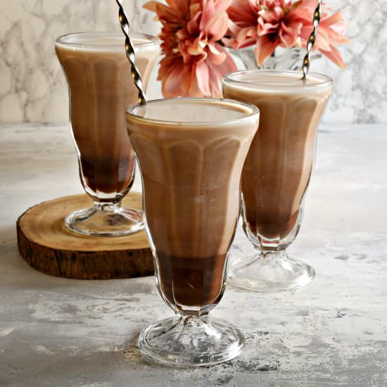 Boozy PB Chocolate Egg Creams - Recipe photo by Hungry Couple