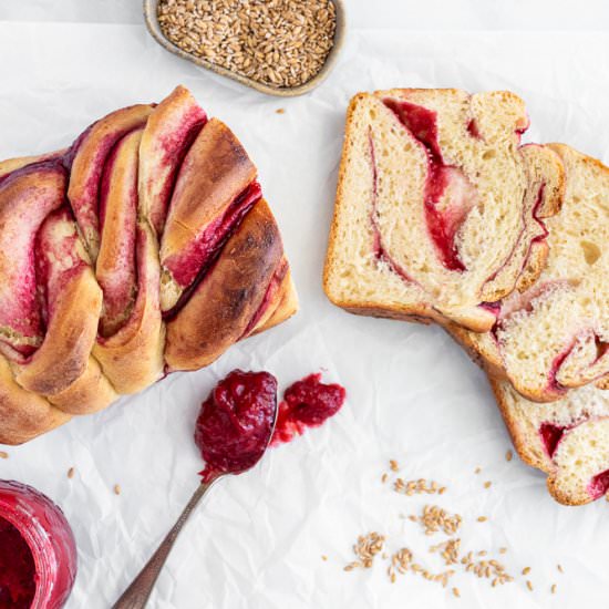 Raspberry Swirl Loaf - Recipe photo by Aredspatula
