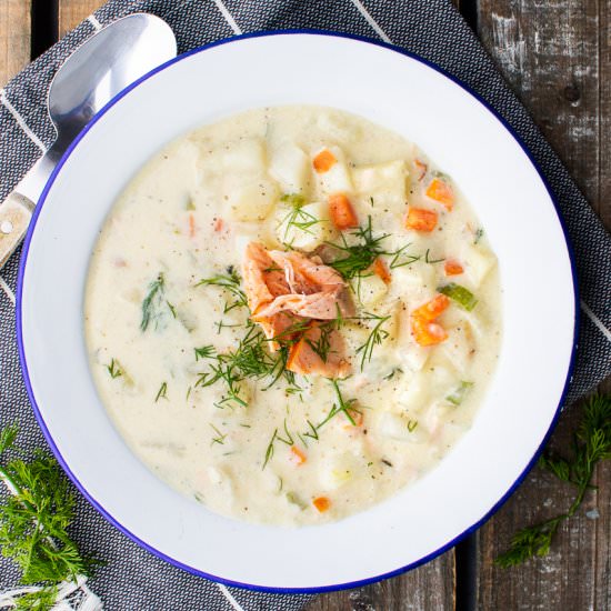 Smoked Salmon Chowder - Recipe photo by dinnertwist