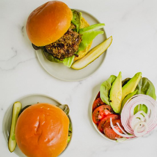 Quinoa Mushroom Blended Burger - Recipe photo by Sarah Gold Nutrition