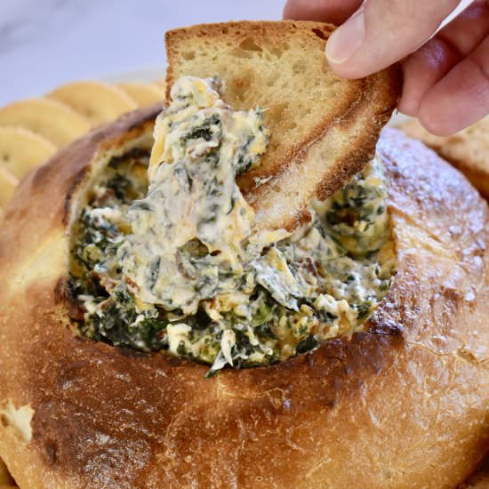 Bacon Spinach Dip Loaf - Recipe photo by thisdelicioushouse