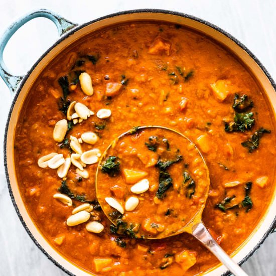 Coconut Red Lentil Peanut Soup - Recipe photo by The Endless Meal