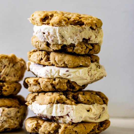 Tahini Oatmeal Ice Cream Sandwiches - Recipe photo by gatheredatmytable