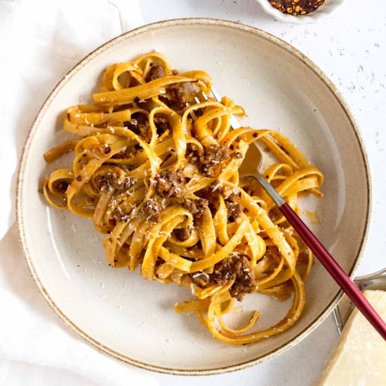 Beef Spicy Soy Garlic Butter Noodles - Recipe photo by Carmy @ carmyy.com