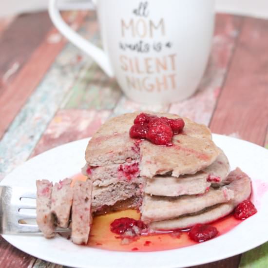 Easy Raspberry Buckwheat Pancakes - Recipe photo by Fitasamamabear