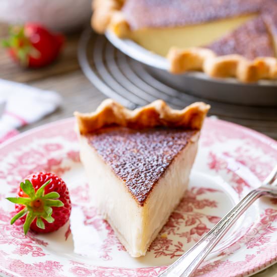 Hoosier Sugar Cream Pie - Recipe photo by Savingroomfordessert