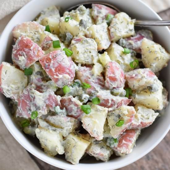 Creamy Vegan Dill Potato Salad - Recipe photo by Watch Learn Eat