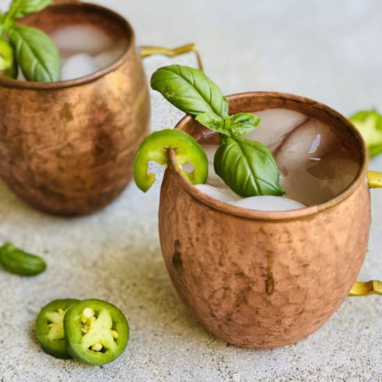 Spicy Jalapeno Basil Moscow Mule - Recipe photo by theshortordercook