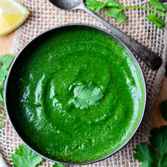 GREEN CHUTNEY – CILANTRO CHUTNEY - Recipe photo by ShwetaintheKitchen