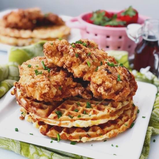 Chicken & Savory Cheddar Waffles - Recipe photo by herlongwayhome