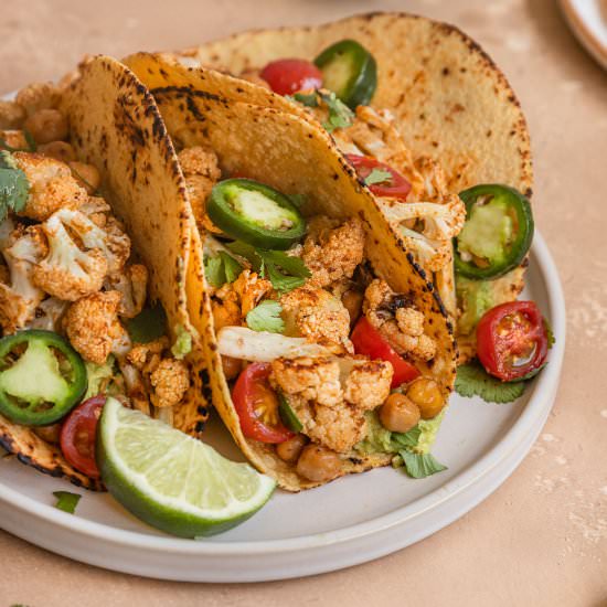 Cauliflower Chickpea Tacos - Recipe photo by ShortGirlTallOrder
