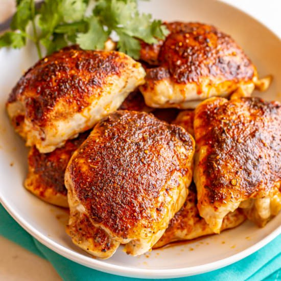 Easy baked chicken thighs - Recipe photo by Family Food on the Table