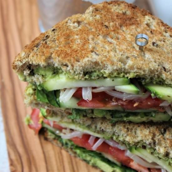 Avocado Pesto Veggie Sandwiches - Recipe photo by waystomyheart