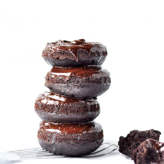 Triple Chocolate Sea Salt Donuts - Recipe photo by sweetrusticbakes