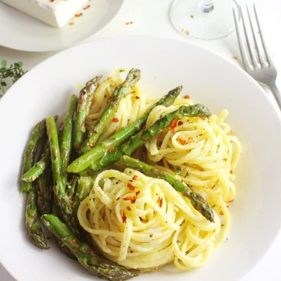 20 minute asparagus pasta - Recipe photo by Sylia from 30 Days of Greek Food