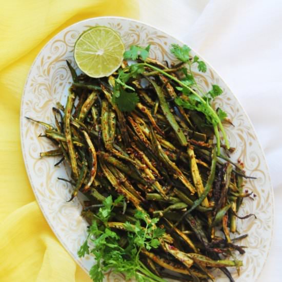 Baked Bhindi Fry (Okra Fry) - Recipe photo by livingsmartandhealthy