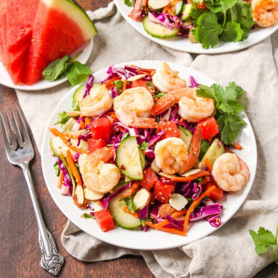 Sesame Shrimp & Watermelon Salad - Recipe photo by fANNEtastic food