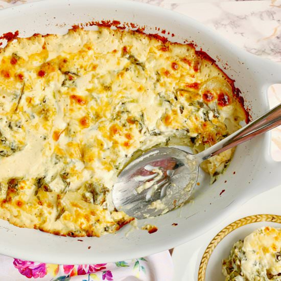 Garlic Spinach Potatoes Au Gratin - Recipe photo by Theyummymuffin