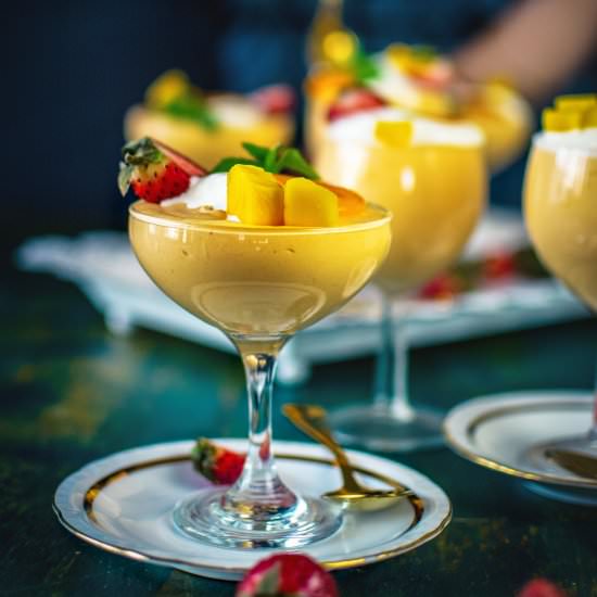 Eggless Mango Mousse - Recipe photo by Anu@MyGingerGarlicKitchen