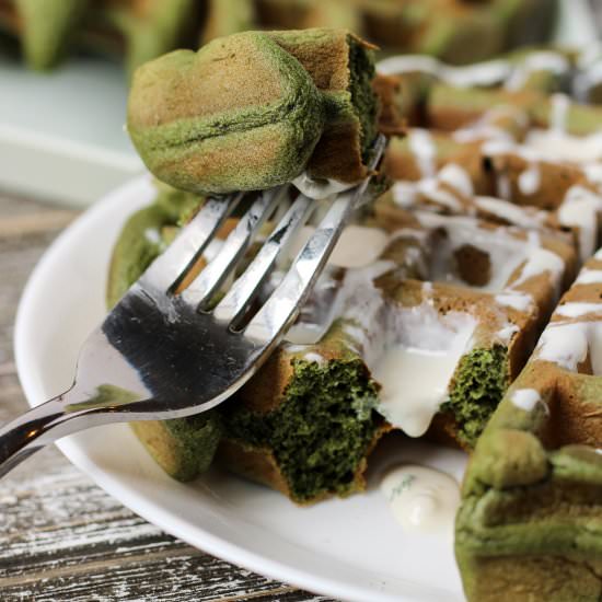 Green Velvet Waffles - Recipe photo by Bakes and Blunders