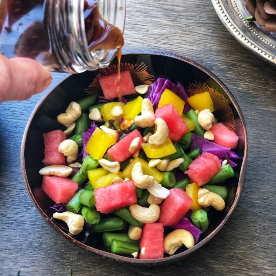 Rainbow salad with Thai dressing - Recipe photo by Once a Foodie