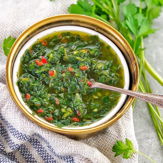 Mint Chimichurri - Recipe photo by chef not required