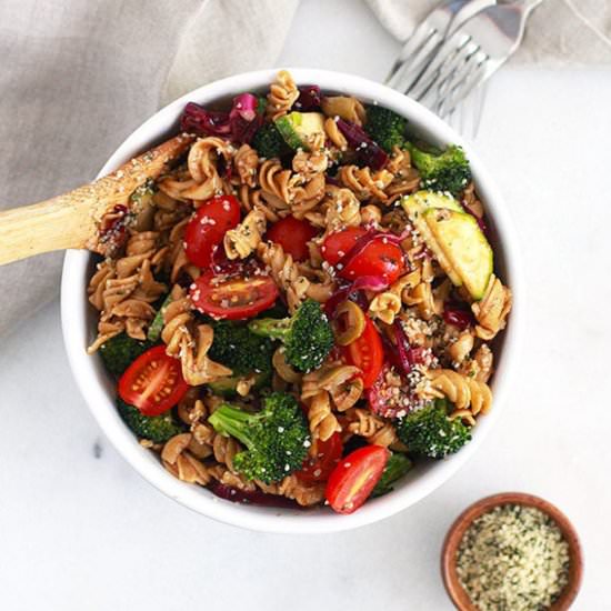 Easy Protein-Packed Pasta Salad - Recipe photo by FitLiving Eats