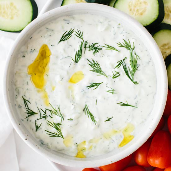 Best Tzatziki Recipe - Recipe photo by Downshiftology