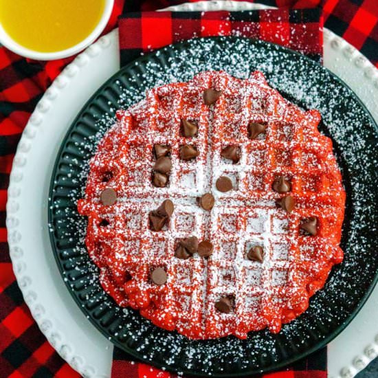 Red Velvet Buttermilk Waffles - Recipe photo by EasyBudgetRecipes