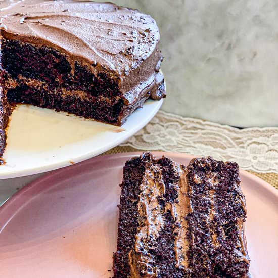 Moist chocolate cake - Recipe photo by Foodvoyageur