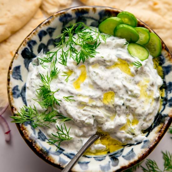 How to make Tzatziki - Recipe photo by KitchenSanctuary