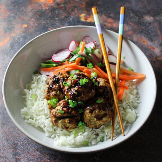 Pork Meatballs with Pickled Slaw - Recipe photo by carrieskitchen