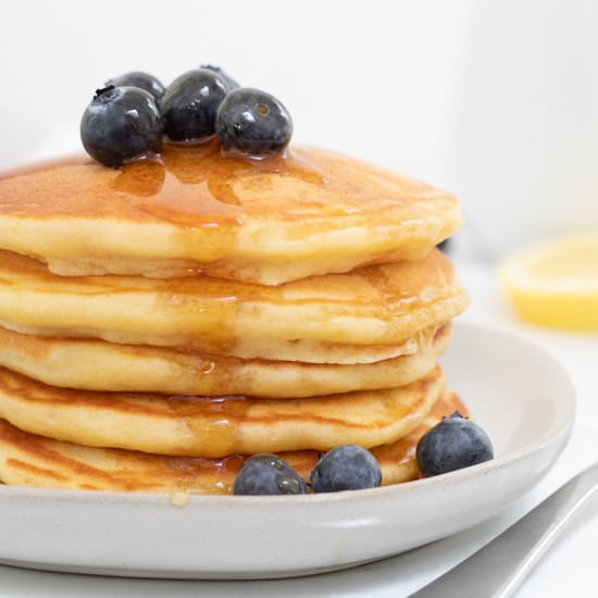 Light and Fluffy Lemon Pancakes - Recipe photo by mapleandthyme