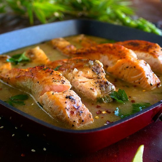 Creamy Coconut Lime Salmon - Recipe photo by nishkitchen