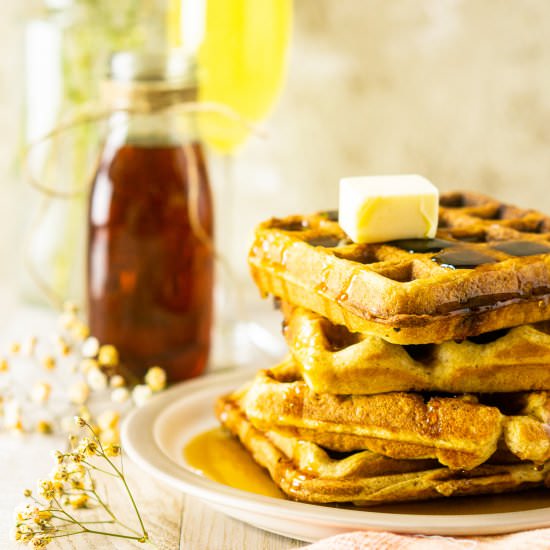 Perfect Buttermilk Waffles - Recipe photo by Burrata and Bubbles