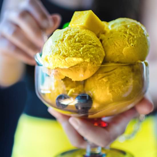 Frozen Mango Yogurt - Recipe photo by Anu@MyGingerGarlicKitchen